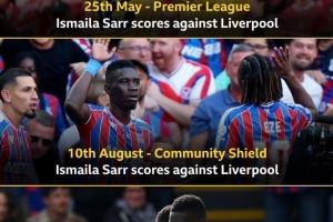 红军苦主，水晶宫前锋萨尔连续3次面对利物浦均破门